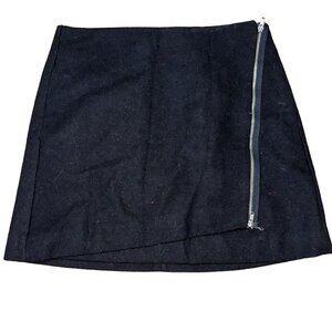 GAP Asymmetrical Zipper Wool Mini Skirt Black Womens Size 4 Moto Preppy Academia